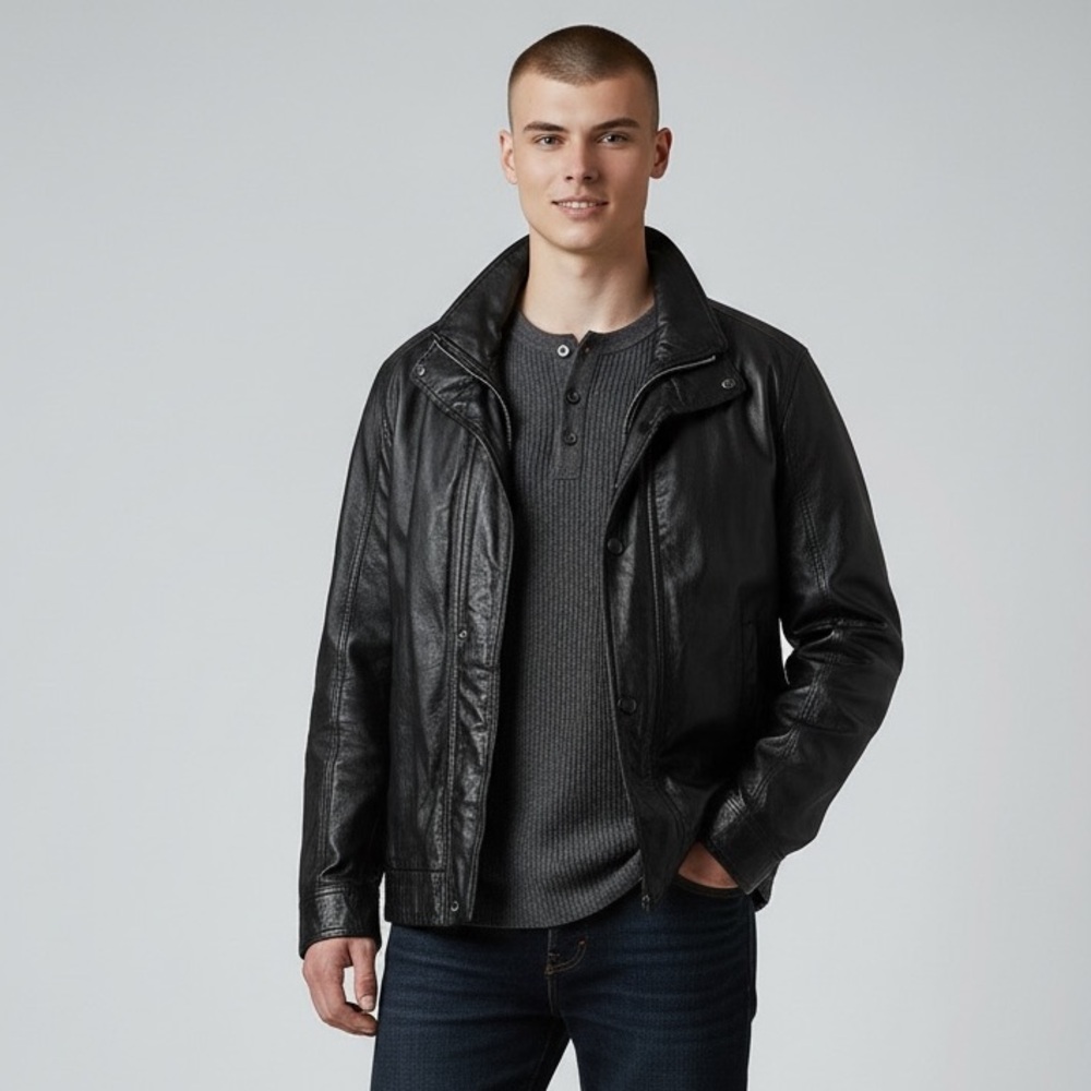 Wilsons Leather Black Leather Jacket 3X Thinsulate Lined Mens Coat